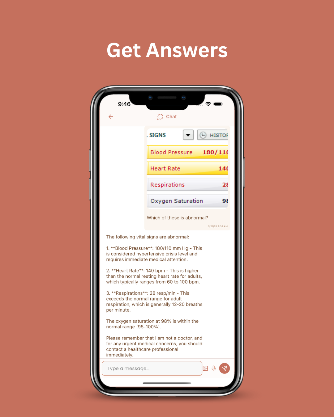 Harper chat answering a medical question
